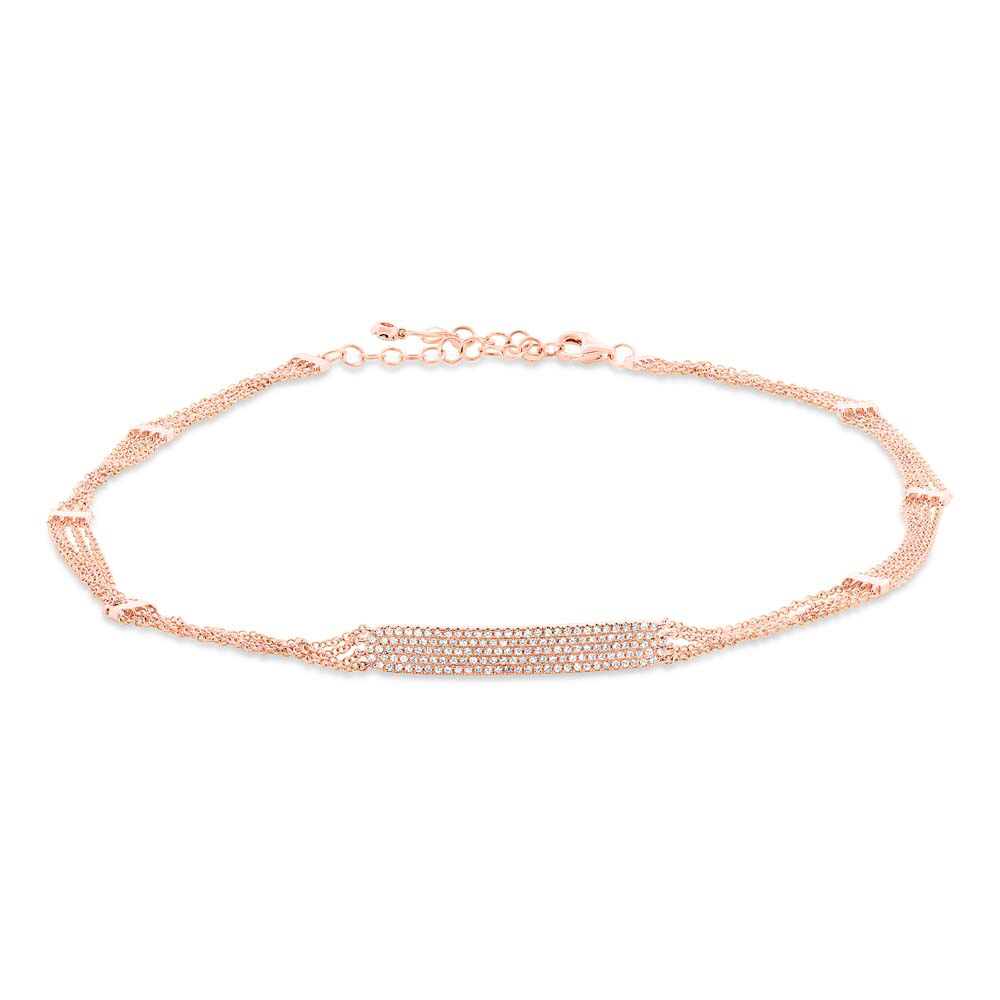 madison e 0 43ct 14k rose gold diamond pave id necklace bmscme