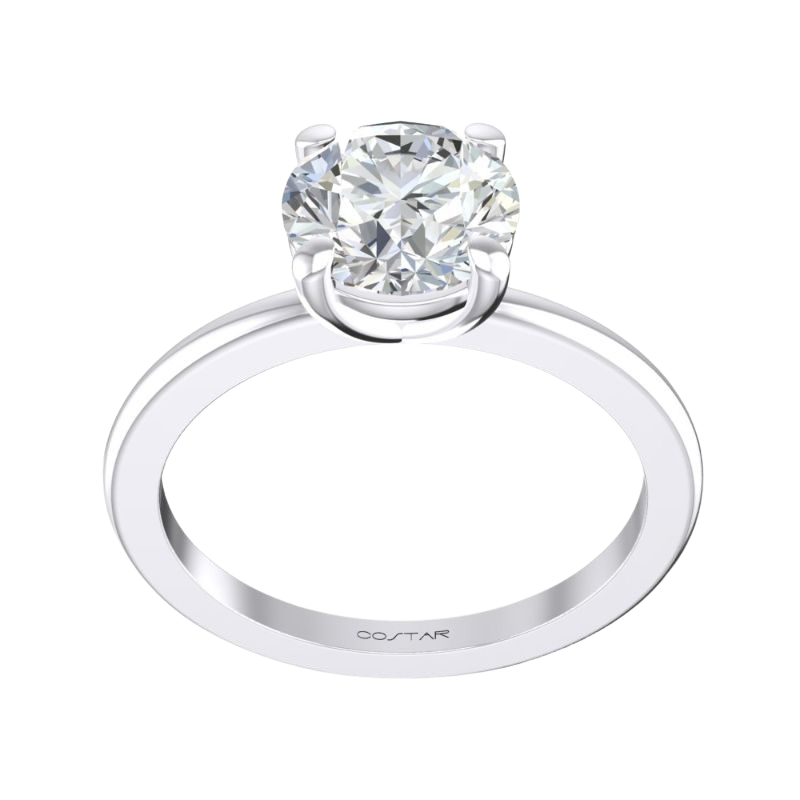 14K White Gold Semi Mount Solitaire Engagement Ring