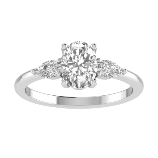 Emerald Cut Split Shank Halo Diamond Semi Mount Engagement Ring