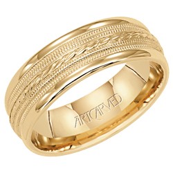 14k Yellow Gold 7mm Opulence Engraved Wedding Band