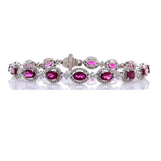 18K White Gold Rubelite Gemstone Bracelet