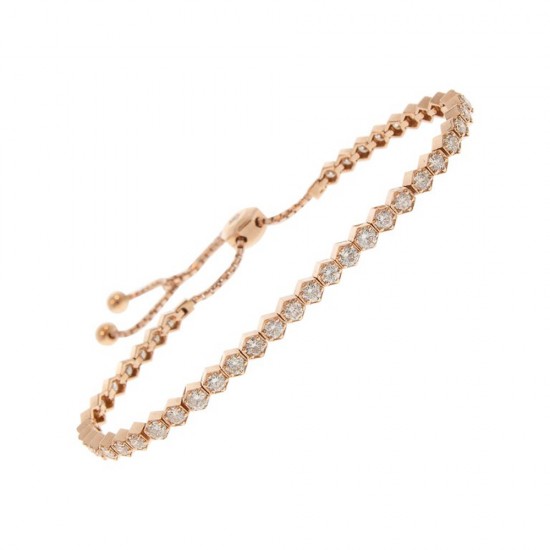 14K Rose Gold Diamond Gemstone Bracelet