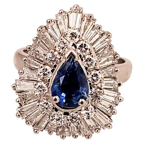 Platinum Sapphire Gemstone Ring