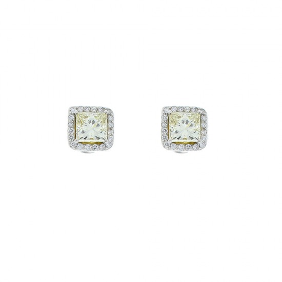 18K White Gold Diamond Gemstone Earrings