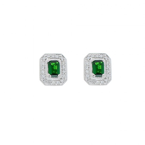 18K White Gold Tsavorite Gemstone Earrings
