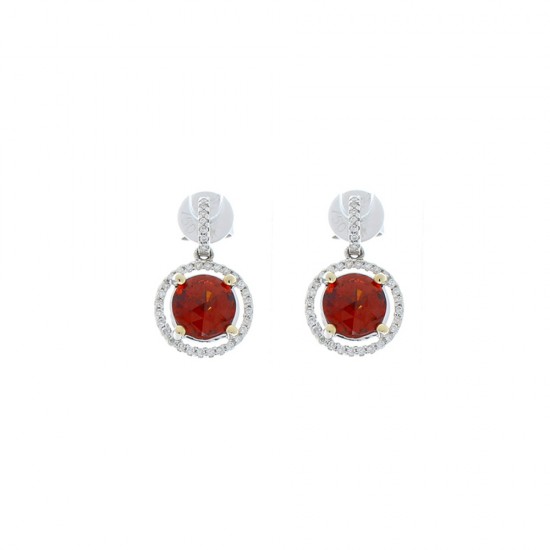 18K White Gold Garnet Gemstone Earrings