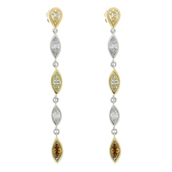 Platinum/Yellow Gold Diamond Gemstone Earrings
