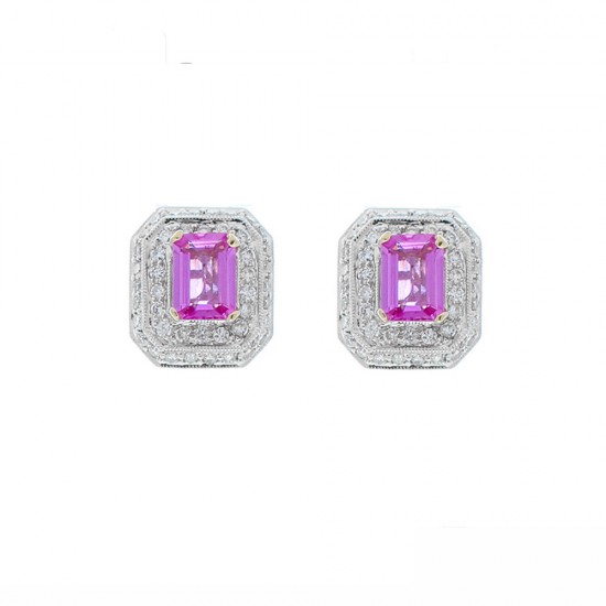 18K White Gold Sapphire Gemstone Earrings