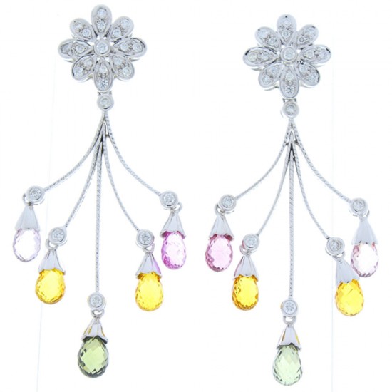 18K White Gold Sapphire Gemstone Earrings