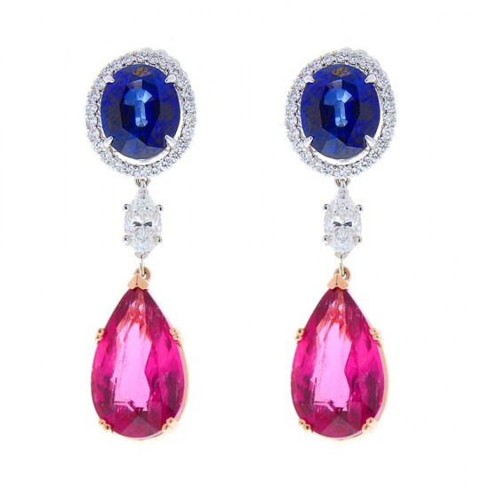 14K Two-Tone Mixed Gemstone Earrings