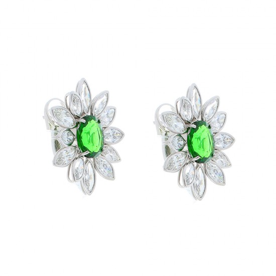18K White Gold Tsavorite Gemstone Earrings
