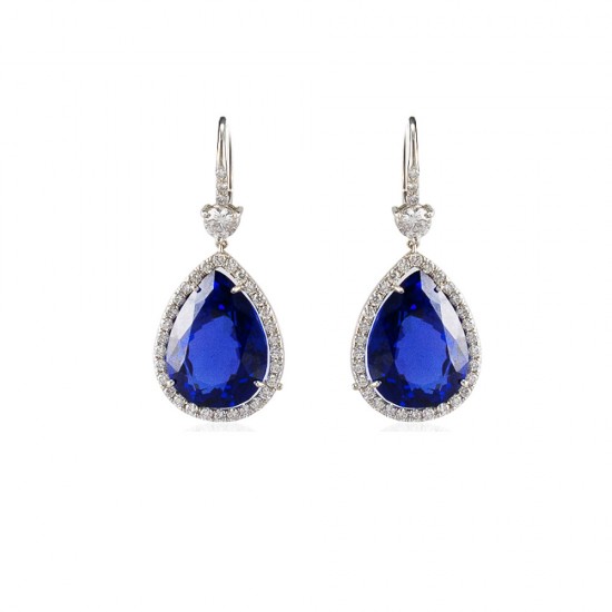 18K White Gold Tanzanite Gemstone Earrings