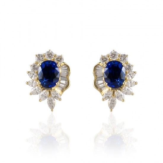 18K Yellow Gold Sapphire Gemstone Earrings