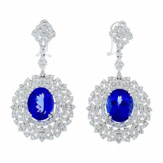 18K White Gold Tanzanite Gemstone Earrings