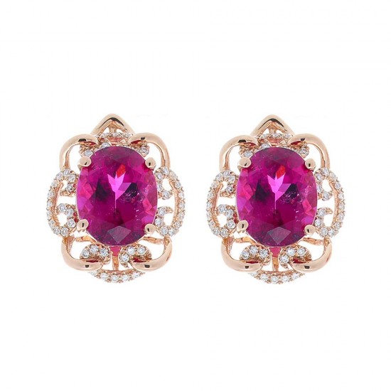 14K Rose Gold Tourmaline Gemstone Earrings