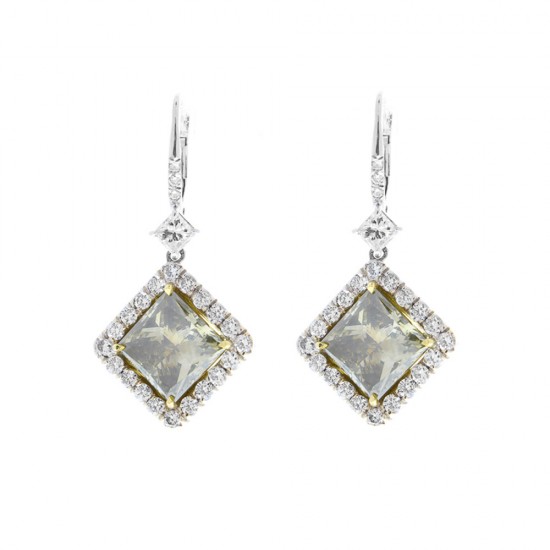 18K White Gold Diamond Gemstone Earrings