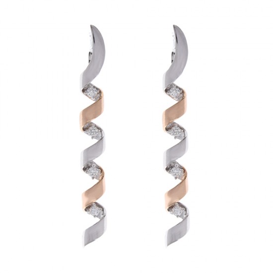 18K Two-Tone Diamond Gemstone Earrings