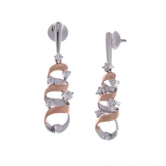 18K Two-Tone Diamond Gemstone Earrings