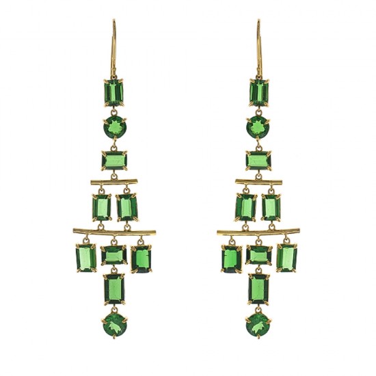 18K Yellow Gold Tsavorite Gemstone Earrings