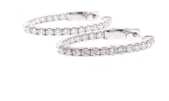 14K White Gold Diamond Gemstone Earrings