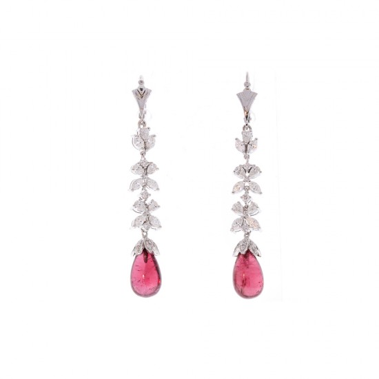 18K White Gold Rubelite Gemstone Earrings