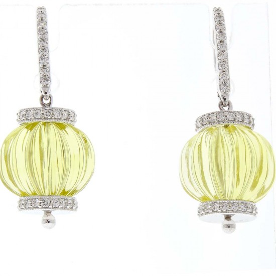 18K White Gold Quartz Gemstone Earrings