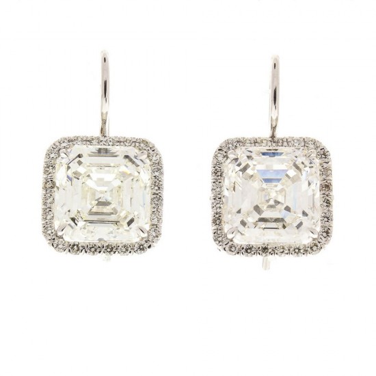 18K White Gold Diamond Gemstone Earrings