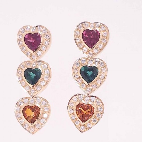 14K Yellow Gold Tourmaline Gemstone Earrings