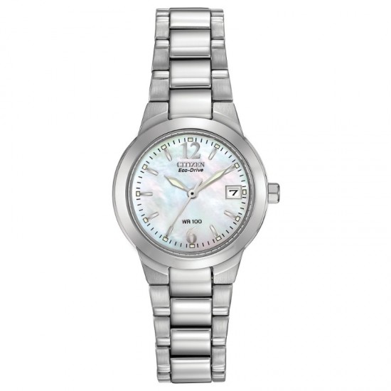 Citizen Dress/Classic Eco Women's Watch, Stainless Steel White Dial - EW1670-59D