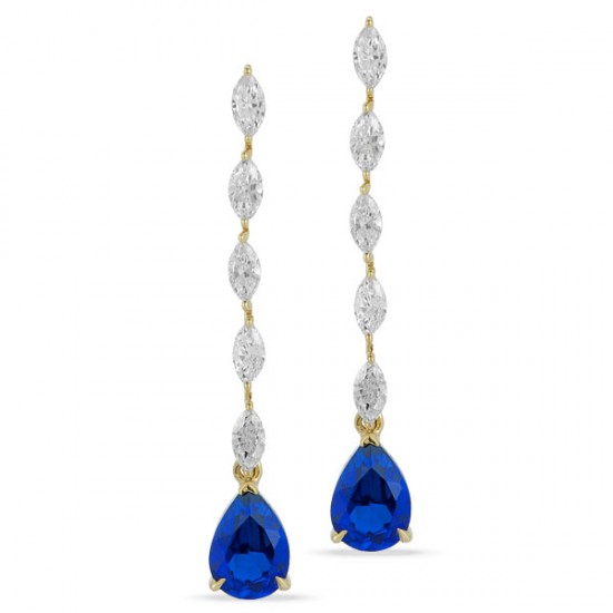 Lab Grown Diamond and Created Sapphire Earrings
