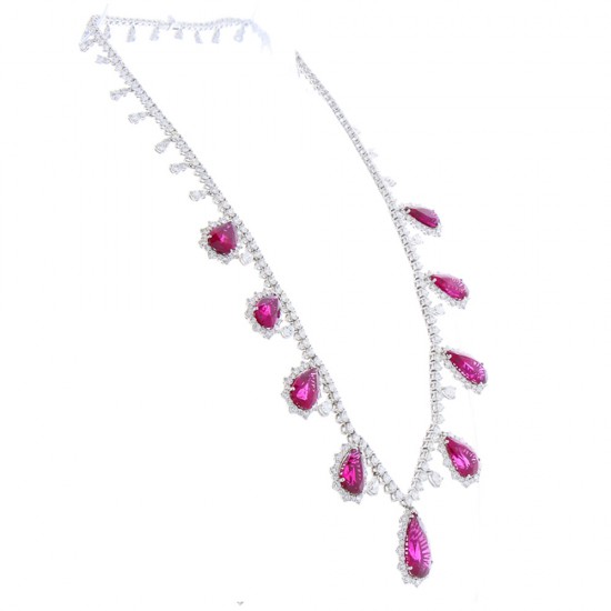 18K White Gold Tourmaline Gemstone Necklace