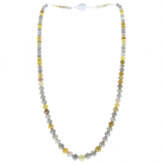 14K White Gold Diamond Gemstone Necklace