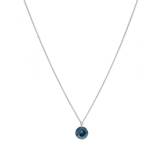 14K White Gold Diamond Gemstone Necklace