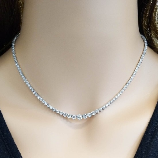 18K White Gold Diamond Gemstone Necklace