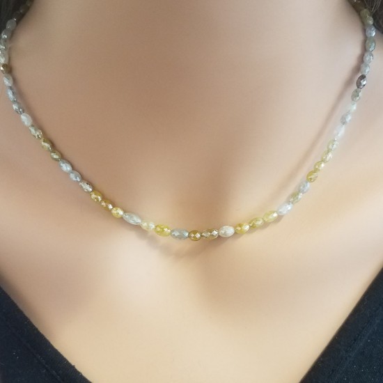 14K Yellow Gold Diamond Gemstone Necklace