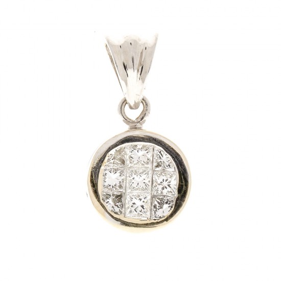 18K White Gold Diamond Gemstone Pendant