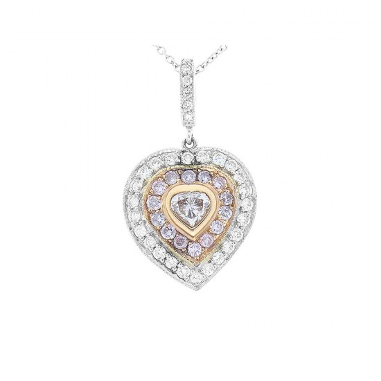 18K White Gold Diamond Gemstone Pendant