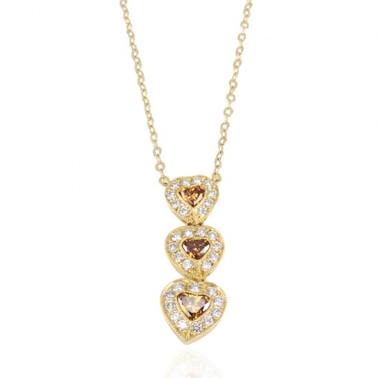 18K Yellow Gold Diamond Gemstone Pendant