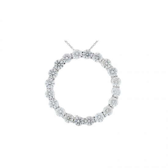 18K White Gold Diamond Gemstone Pendant