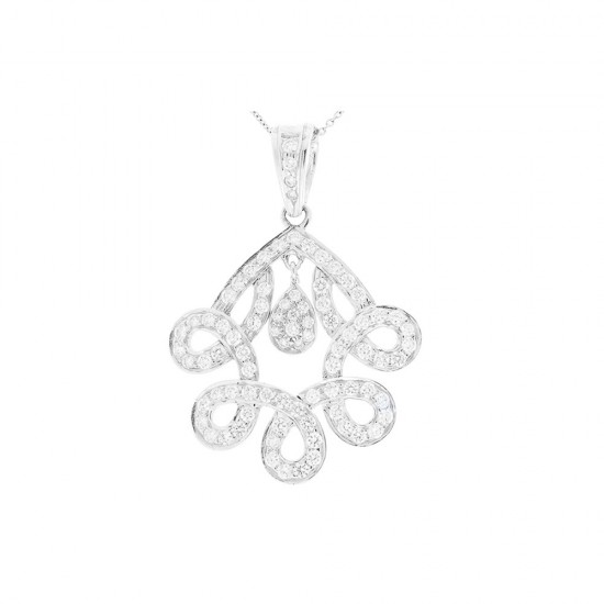 18K White Gold Diamond Gemstone Pendant