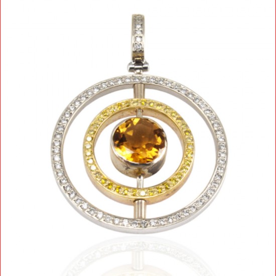 18K Two-Tone Citrine Gemstone Pendant