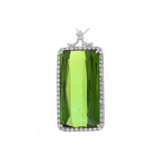 18K White Gold Tourmaline Gemstone Pendant