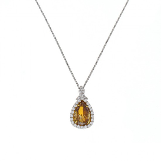 Platinum Diamond Gemstone Pendant
