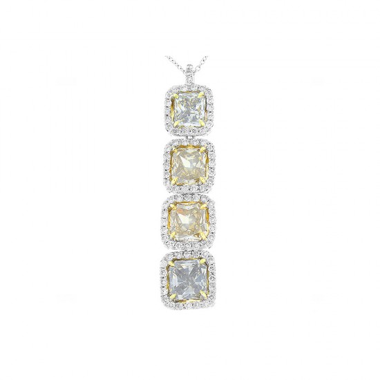 18K White Gold Diamond Gemstone Pendant