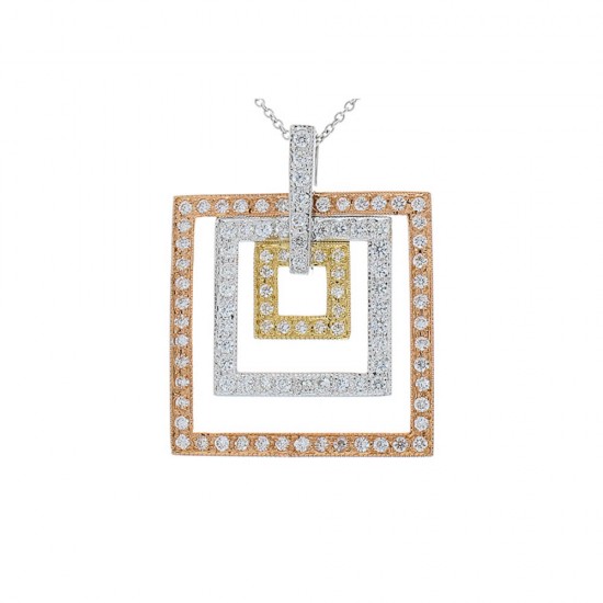 14K Two-Tone Diamond Gemstone Pendant
