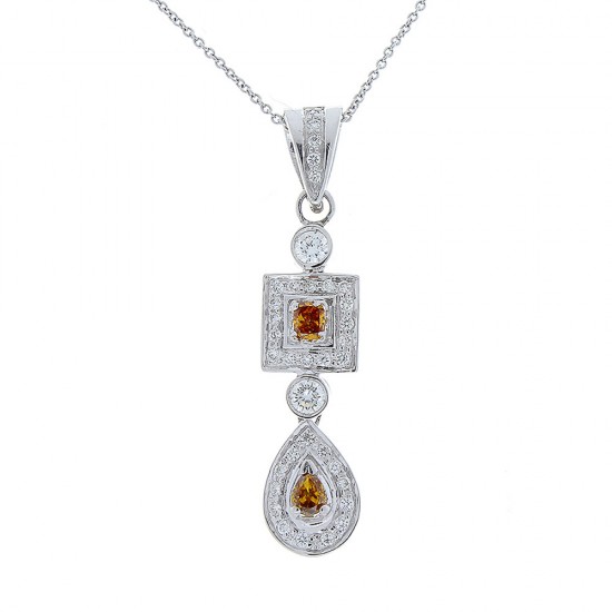 18K White Gold Diamond Gemstone Pendant