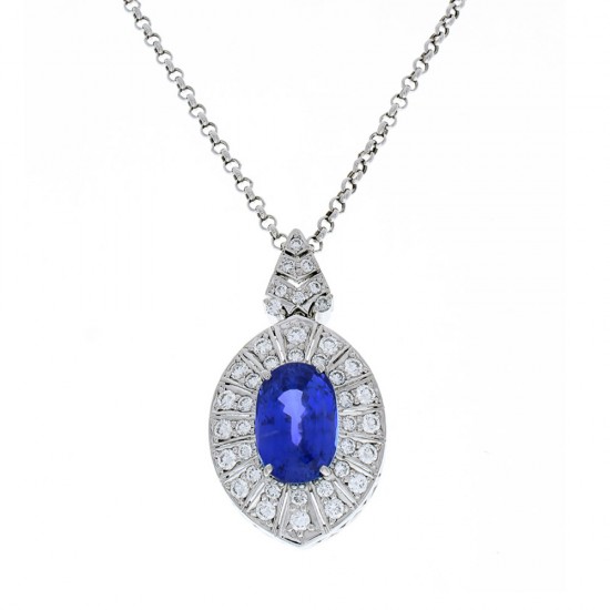 Platinum Sapphire Gemstone Pendant
