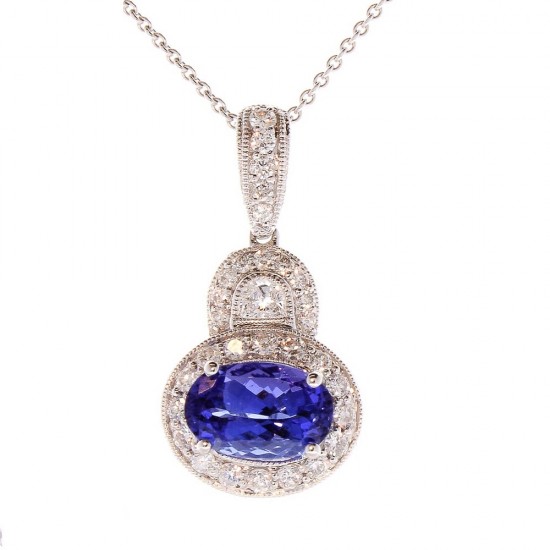 18K White Gold Tanzanite Gemstone Pendant