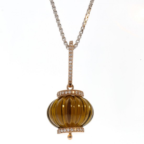 14K Rose Gold Quartz Gemstone Pendant