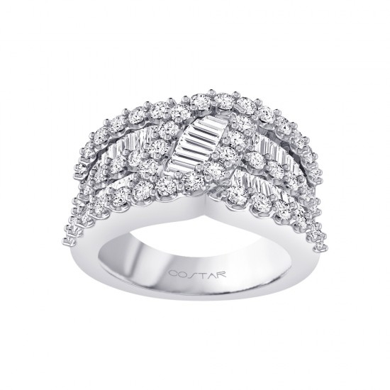 White Gold Diamond Fashion Ring  2.05 CT